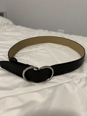 Black Double Circle Buckle Leather Women’s Belt